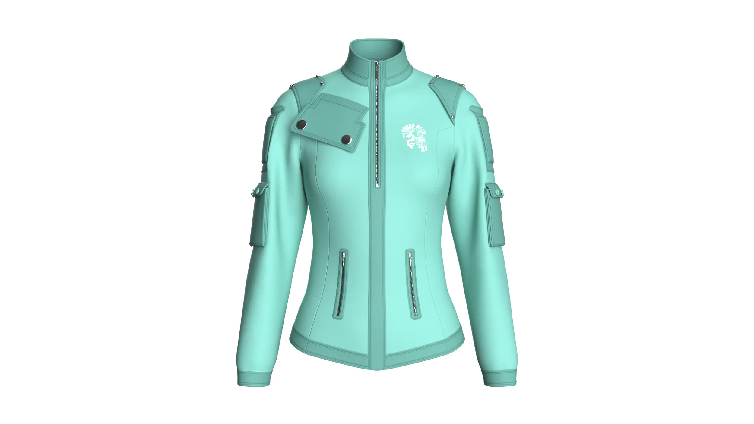 Girls Sleeve Cargo Pocket Zip Jacket 3D Model .c4d .max .obj .3ds .fbx .stl .blend 