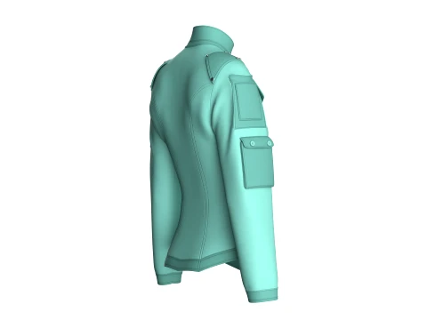 Girls Sleeve Cargo Pocket Zip Jacket 3D Model