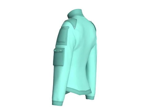 Girls Sleeve Cargo Pocket Zip Jacket 3D Model