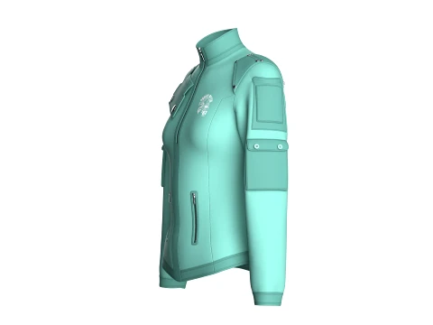 Girls Sleeve Cargo Pocket Zip Jacket 3D Model