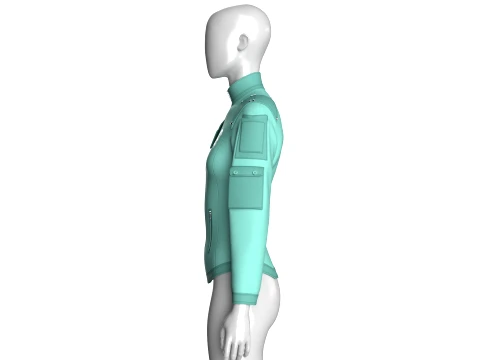 Girls Sleeve Cargo Pocket Zip Jacket 3D Model