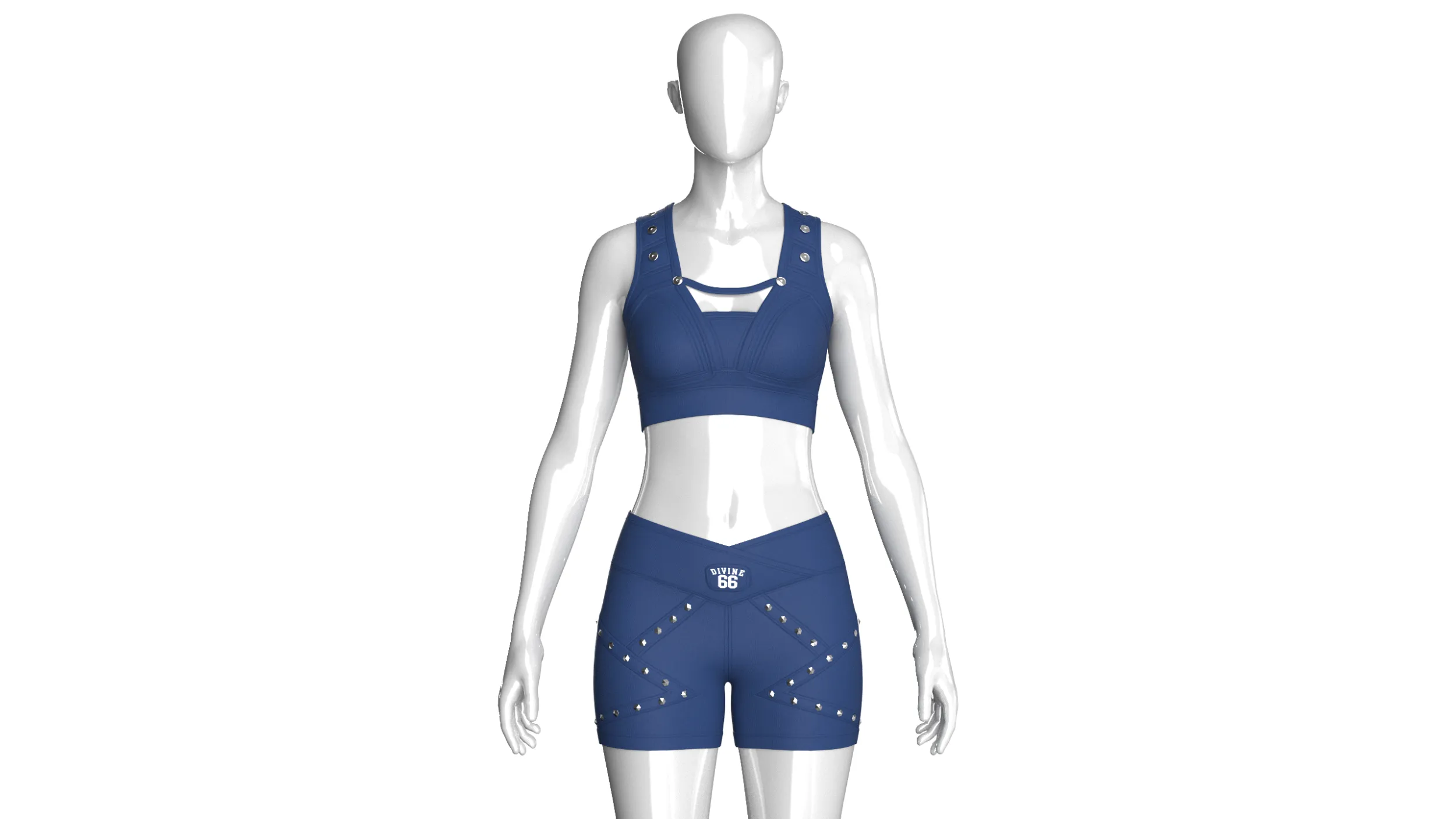 Girls Snap Strap Crop Top With Wrap Waist Shorts 3D Model .c4d .max .obj .3ds .fbx .stl .blend