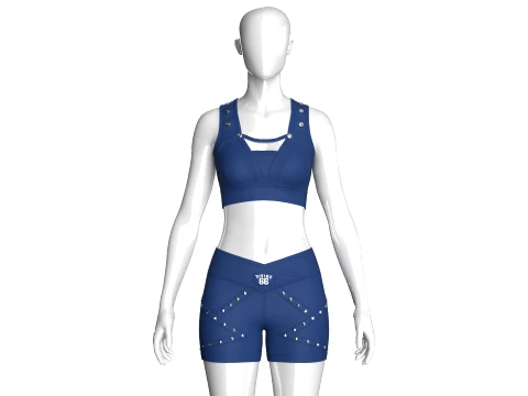 Girls Snap Strap Crop Top With Wrap Waist Shorts 3D Model