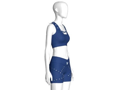 Girls Snap Strap Crop Top With Wrap Waist Shorts 3D Model