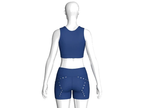 Girls Snap Strap Crop Top With Wrap Waist Shorts 3D Model