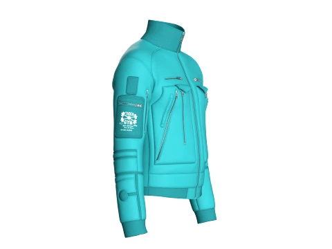 Men Bomber Multi Zip Pocket Utility Jacket 3D Model
