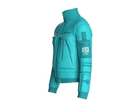 Men Bomber Multi Zip Pocket Utility Jacket 3D Model