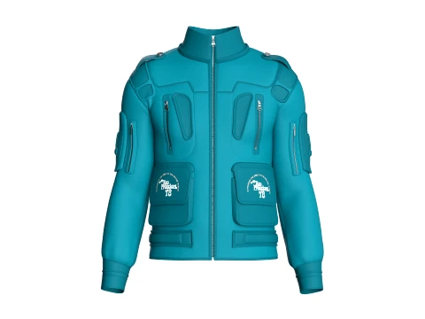 Men Chest Zip Pocket Panel Full-Zip Jacket 3D Model