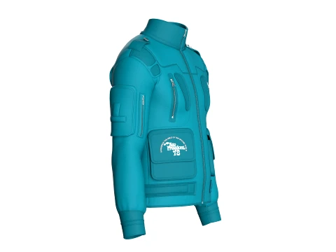 Men Chest Zip Pocket Panel Full-Zip Jacket 3D Model