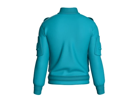 Men Chest Zip Pocket Panel Full-Zip Jacket 3D Model