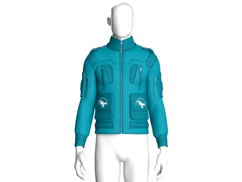 Men Chest Zip Pocket Panel Full-Zip Jacket 3D Model