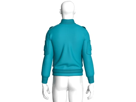 Men Chest Zip Pocket Panel Full-Zip Jacket 3D Model