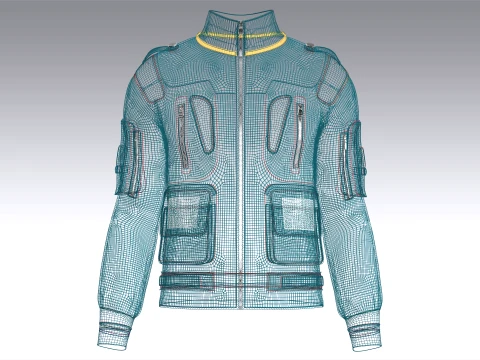 Men Chest Zip Pocket Panel Full-Zip Jacket 3D Model