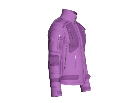 Men High Neck Chest Panel Full-Zip Jacket 3D Model