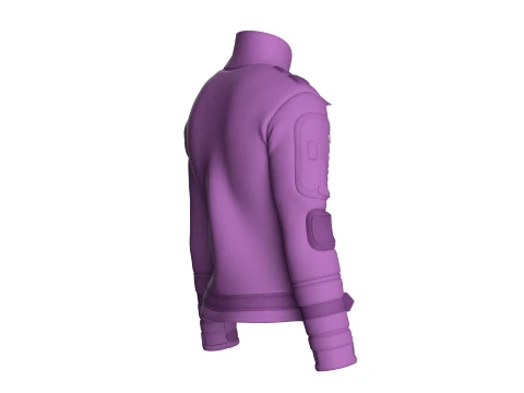 Men High Neck Chest Panel Full-Zip Jacket 3D Model