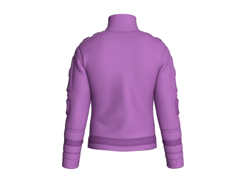 Men High Neck Chest Panel Full-Zip Jacket 3D Model