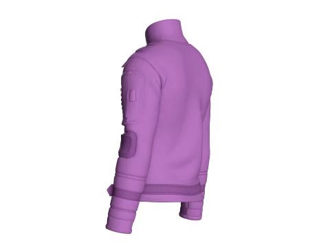 Men High Neck Chest Panel Full-Zip Jacket 3D Model
