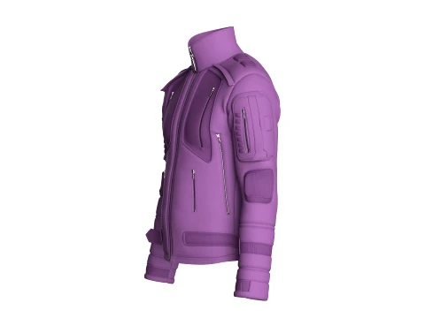 Men High Neck Chest Panel Full-Zip Jacket 3D Model