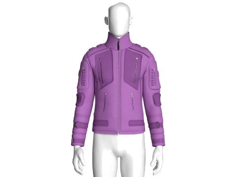 Men High Neck Chest Panel Full-Zip Jacket 3D Model