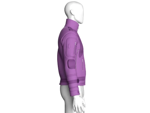 Men High Neck Chest Panel Full-Zip Jacket 3D Model