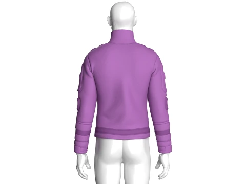 Men High Neck Chest Panel Full-Zip Jacket 3D Model