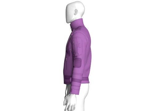 Men High Neck Chest Panel Full-Zip Jacket 3D Model