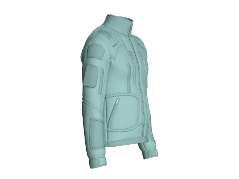 Men High Neck Chest Zip Pocket Full-Zip Jacket 3D Model