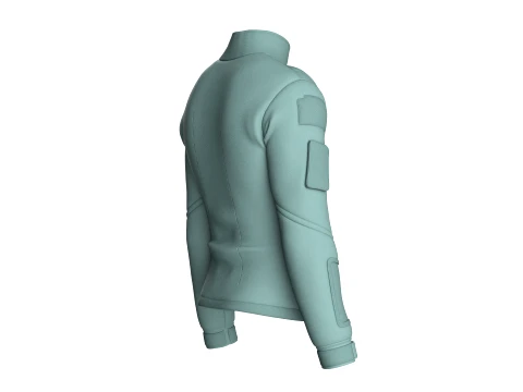 Men High Neck Chest Zip Pocket Full-Zip Jacket 3D Model