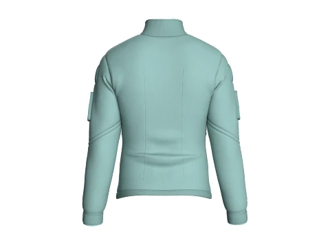Men High Neck Chest Zip Pocket Full-Zip Jacket 3D Model