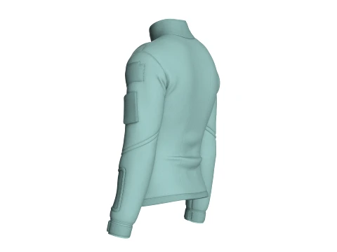 Men High Neck Chest Zip Pocket Full-Zip Jacket 3D Model