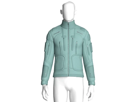 Men High Neck Chest Zip Pocket Full-Zip Jacket 3D Model