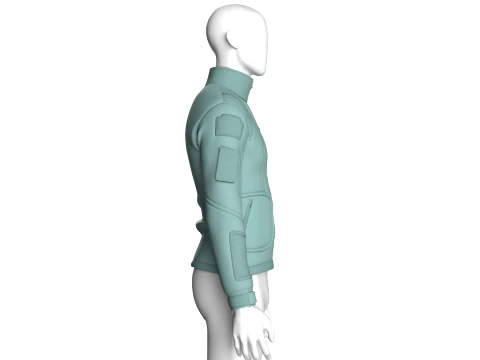 Men High Neck Chest Zip Pocket Full-Zip Jacket 3D Model