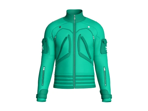Men Sleeve Cargo Pocket Full-Zip Jacket 3D Model