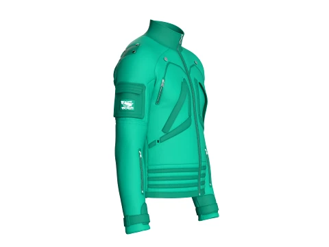 Men Sleeve Cargo Pocket Full-Zip Jacket 3D Model
