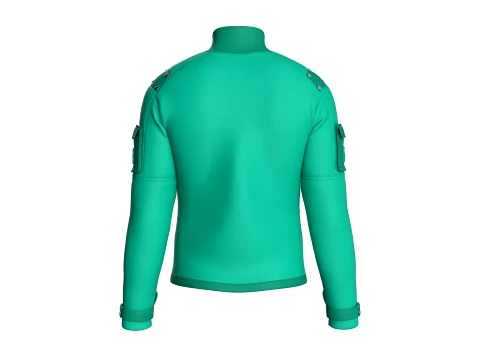 Men Sleeve Cargo Pocket Full-Zip Jacket 3D Model
