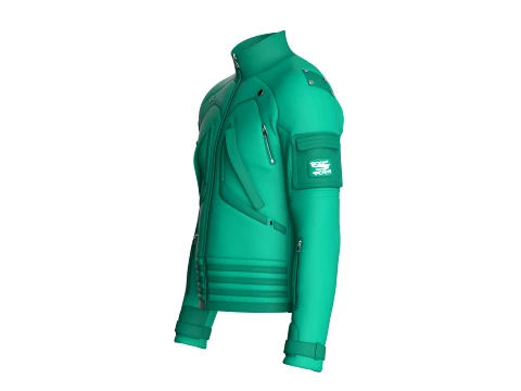 Men Sleeve Cargo Pocket Full-Zip Jacket 3D Model