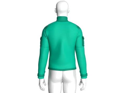 Men Sleeve Cargo Pocket Full-Zip Jacket 3D Model