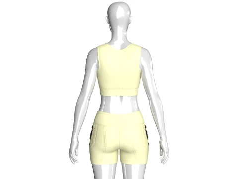 Girls Mesh Layer Crop Top With Crossover Shorts 3D Model