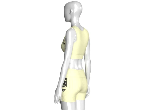 Girls Mesh Layer Crop Top With Crossover Shorts 3D Model