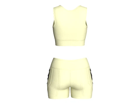 Girls Mesh Layer Crop Top With Crossover Shorts 3D Model