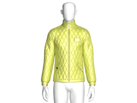 Men Flap Pocket Diamond Quilted Jacket 3D Model