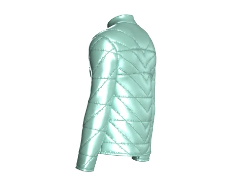 Men Full-Zip Shiny Padded Jacket 3D Model
