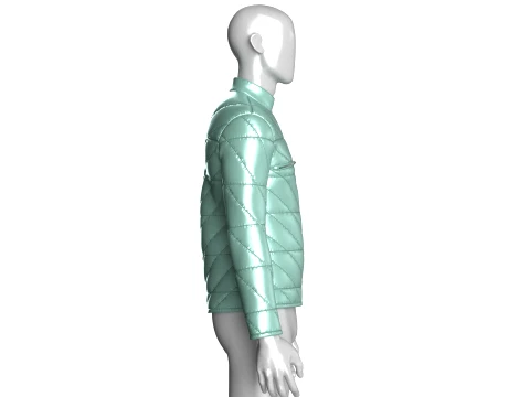 Men Full-Zip Shiny Padded Jacket 3D Model