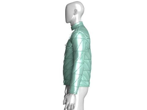 Men Full-Zip Shiny Padded Jacket 3D Model