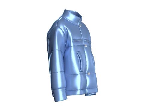 Men Glossy Oversized Puffer Jacket 3D Model