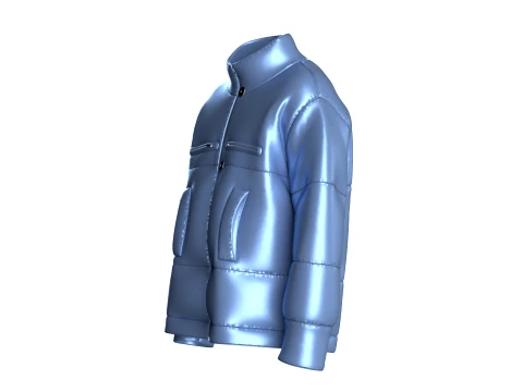 Men Glossy Oversized Puffer Jacket 3D Model
