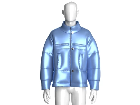Men Glossy Oversized Puffer Jacket 3D Model