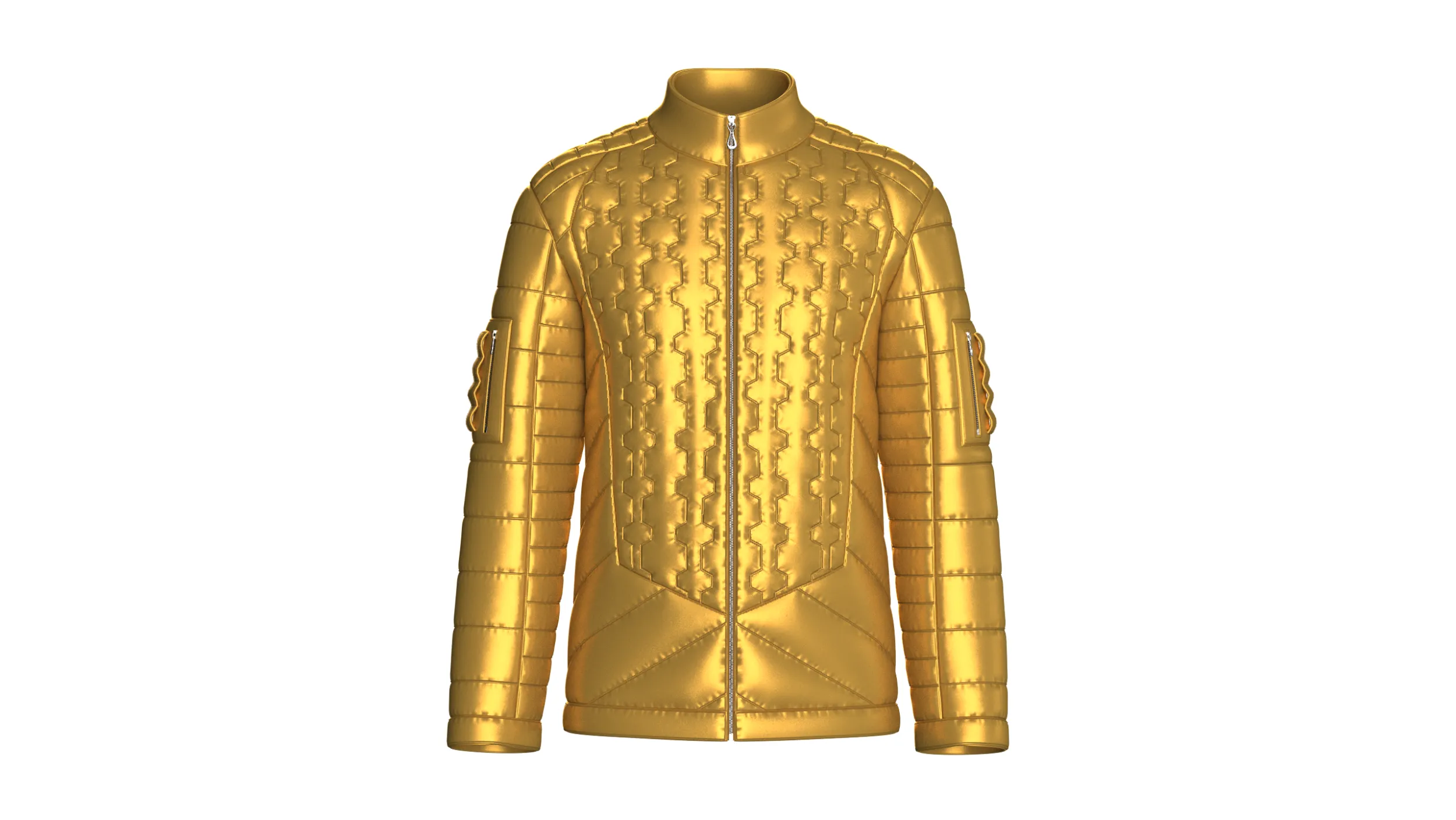 Men Gold Quilted Stand Collar Jacket 3D Model .c4d .max .obj .3ds .fbx .stl .blend 