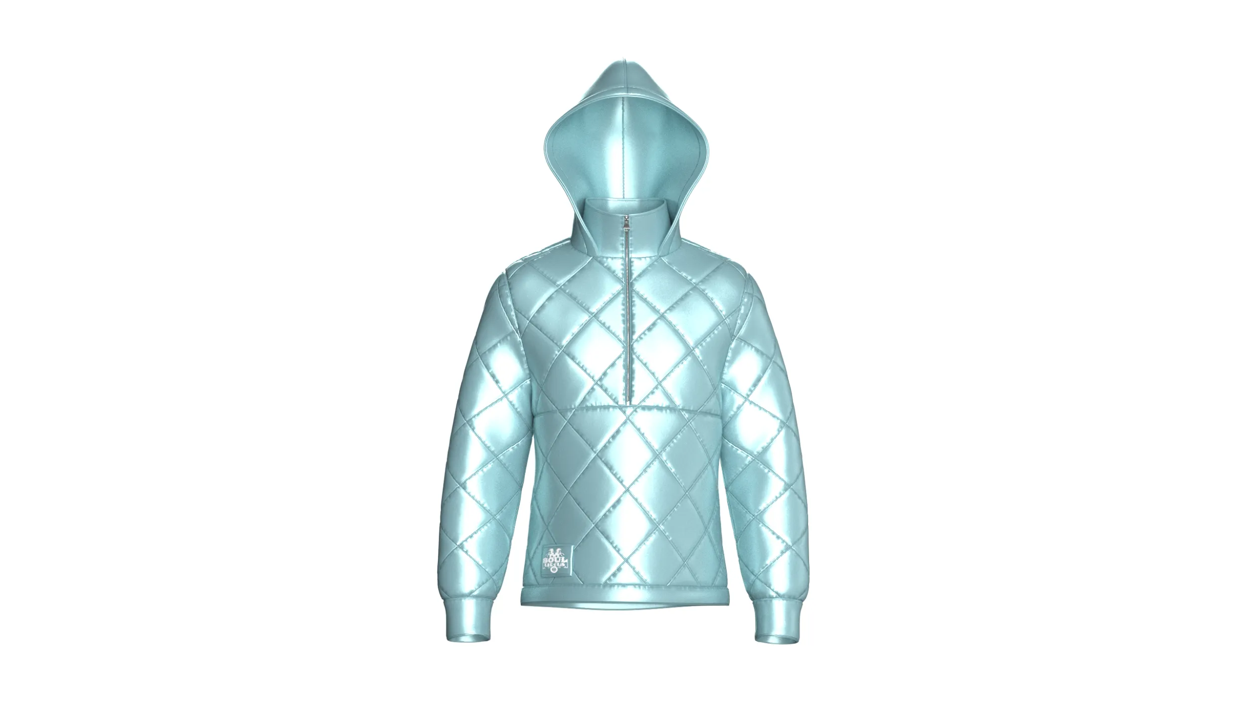 Men Half Zip Hooded Puffer Jacket 3D Model .c4d .max .obj .3ds .fbx .stl .blend 