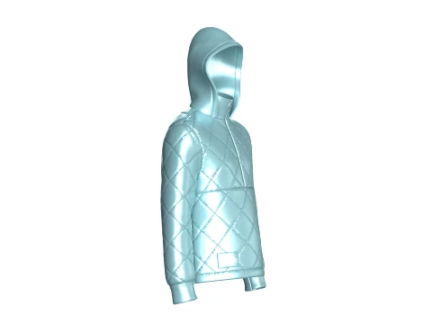 Men Half Zip Hooded Puffer Jacket 3D Model